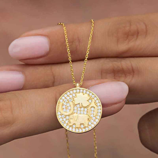 Gold Plated Elephant Motif Luck Women's Silver Necklace