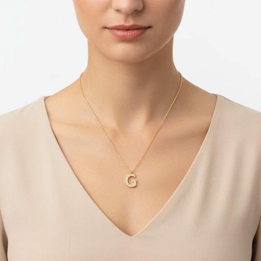 Gold Plated G Letter Women's Silver Necklace
