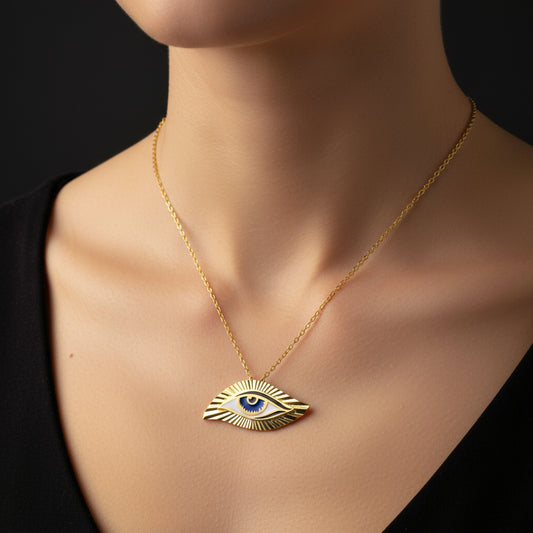 Gold Plated Night's Eye Women's Silver Necklace
