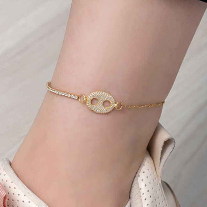 Gold Plated Sailor Figure Women's Silver Anklet