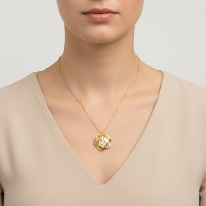Vergoldete Rose Damen Silber Halskette