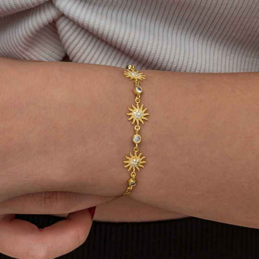 Gold Plated Sun Women's Silver Bracelet