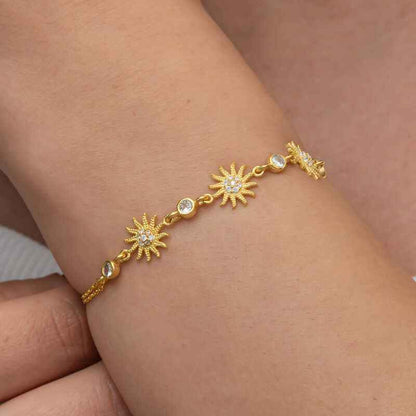 Gold Plated Sun Women's Silver Bracelet