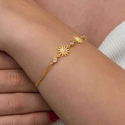 Gold Plated Sun Women's Silver Bracelet