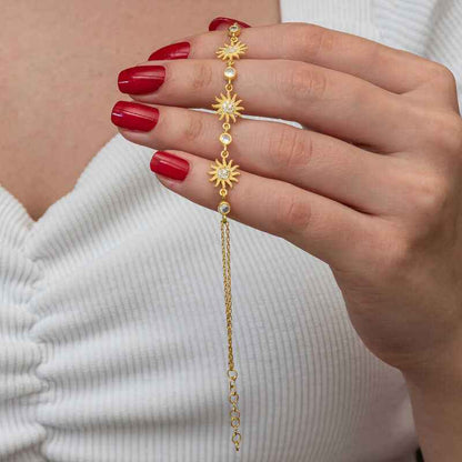 Gold Plated Sun Women's Silver Bracelet