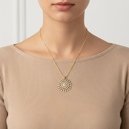 Gold Plated Sun Women's Silver Necklace