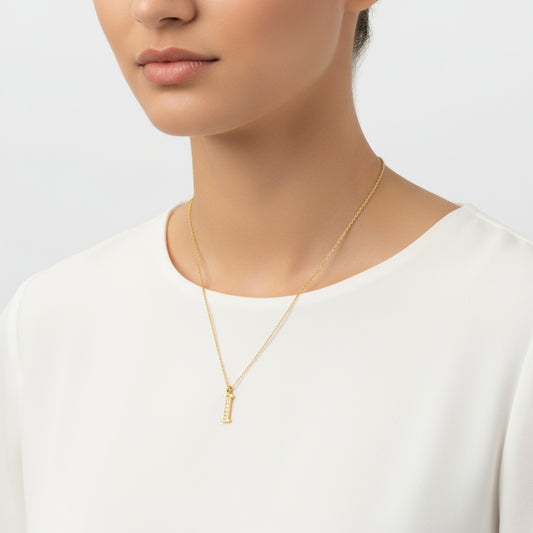 Gold Plated Letter i Women's Silver Necklace