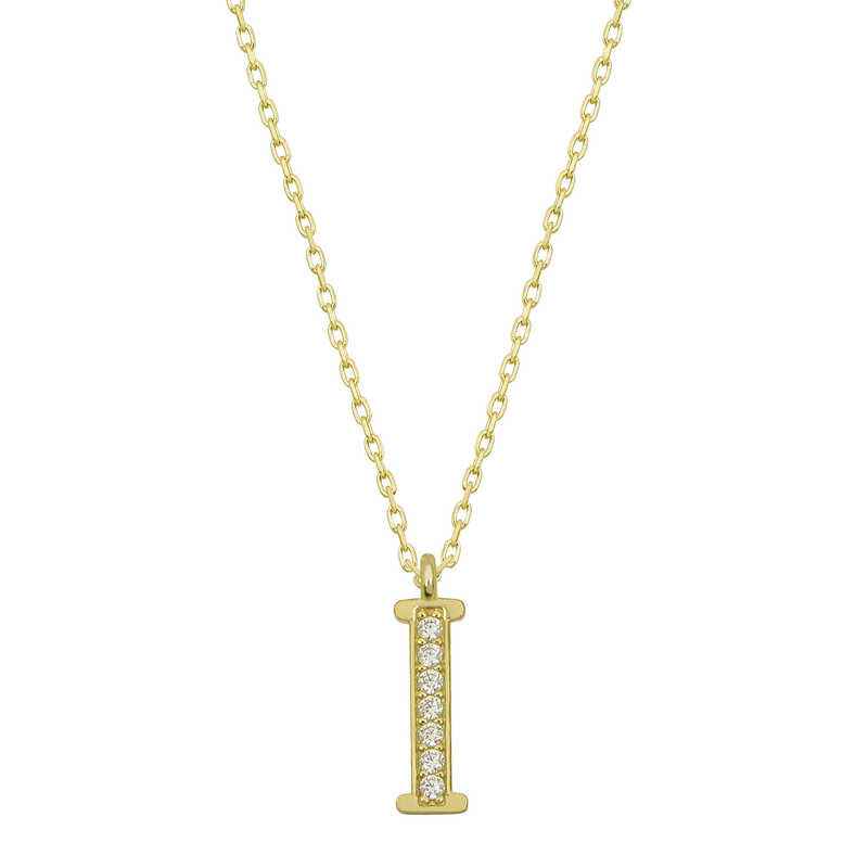 Gold Plated I Letter Women's Silver Necklace