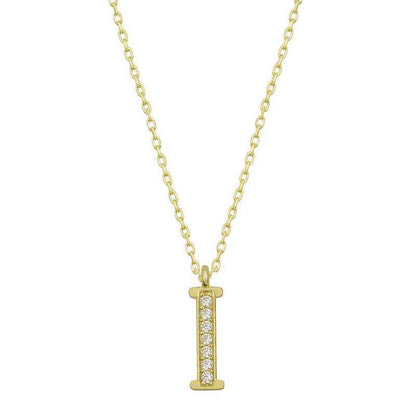 Gold Plated I Letter Women's Silver Necklace