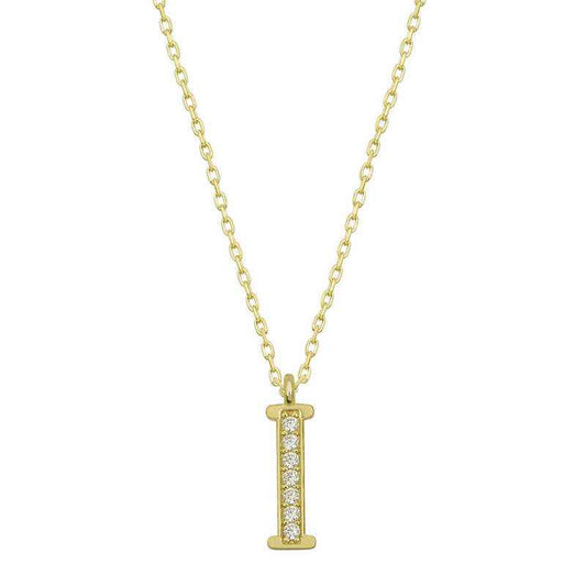Gold Plated I Letter Women's Silver Necklace