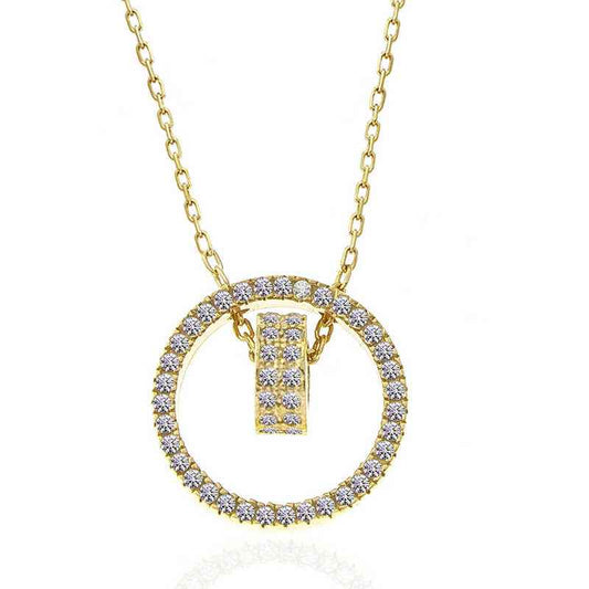 Interlocking Circle Gold Plated Women's Silver Necklace