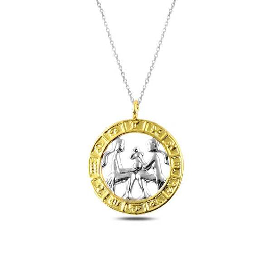 Gold Plated Gemini Zodiac Silver Necklace