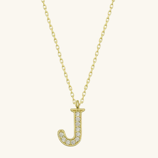 Gold Plated J Letter Women's Silver Necklace