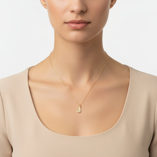 Gold Plated J Letter Women's Silver Necklace