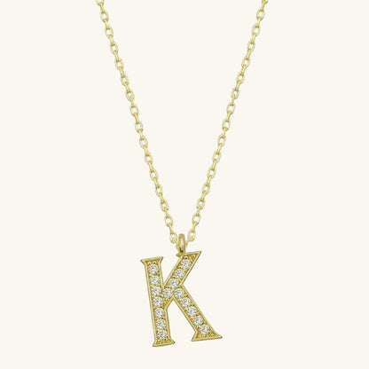 Gold Plated K Letter Women's Silver Necklace