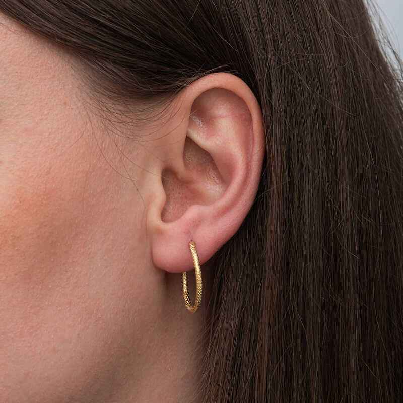 Gold Plated Pen Loop Women's Silver Earring