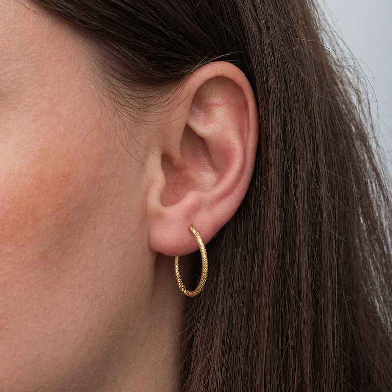 Gold Plated Pen Loop Women's Silver Earring