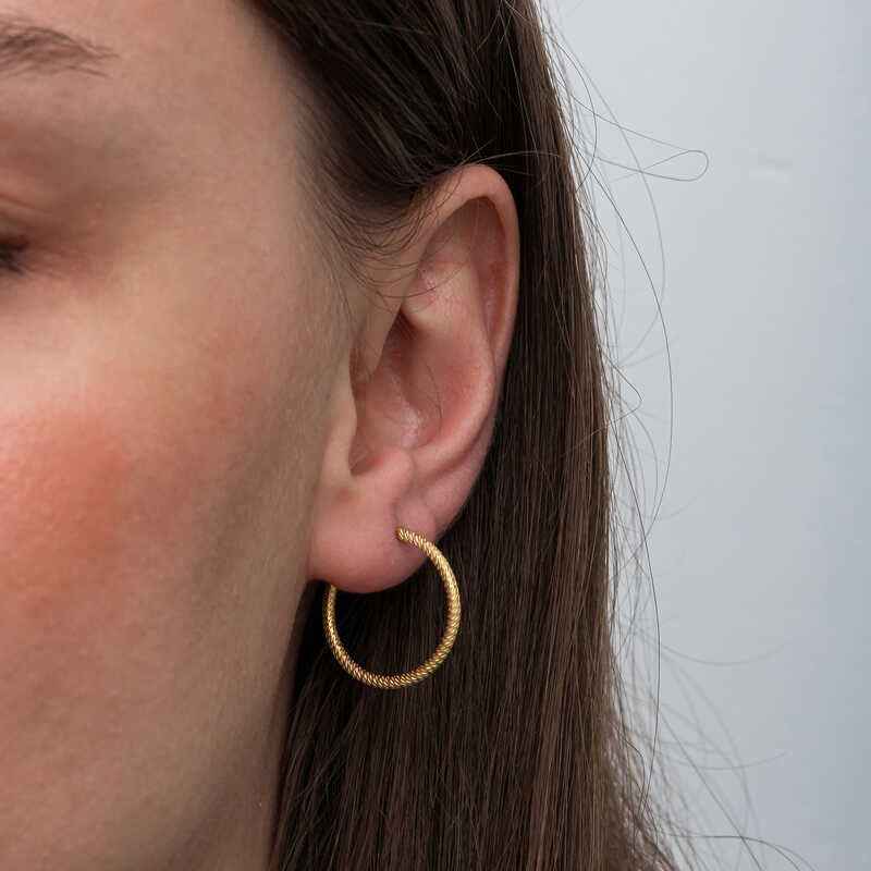 Gold Plated Pen Loop Women's Silver Earring