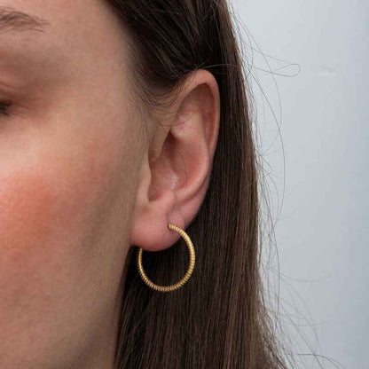 Gold Plated Pen Loop Women's Silver Earring