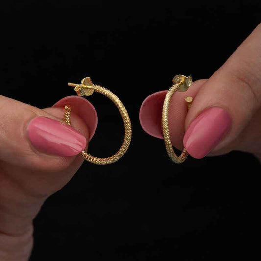 Gold Plated Pen Loop Women's Silver Earring