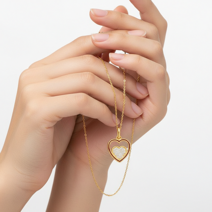 Vergoldete Herz Damen Silber Halskette