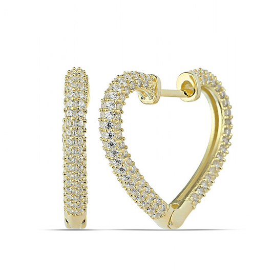 Gold Plated Heart Women's Silver Earrings