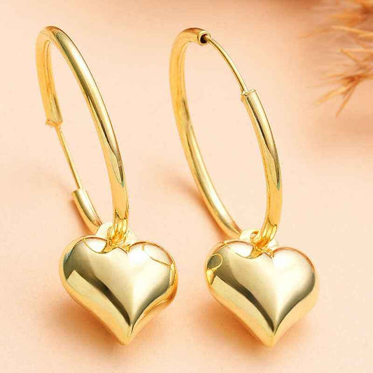 Gold Plated Heart Dangle Women's Silver Earrings