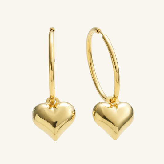 Gold Plated Heart Dangle Women's Silver Earrings