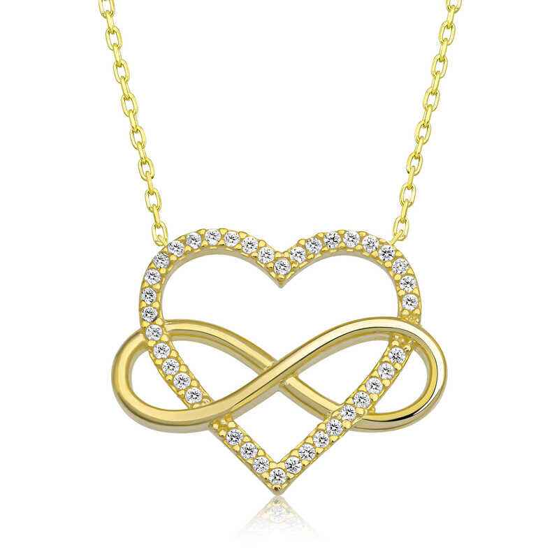 Gold Plated Heart Infinity Women's Silver Necklace