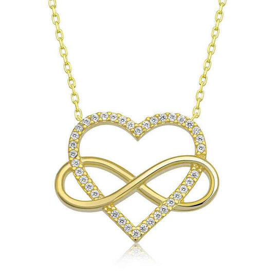 Gold Plated Heart Infinity Women's Silver Necklace