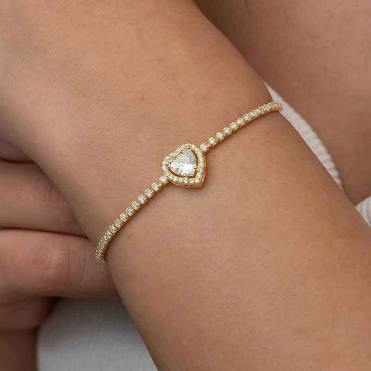 Gold Plated Heart Waterway Silver Bracelet