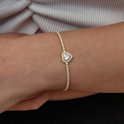 Bracelet en argent plaqué or avec cœur et voie navigable