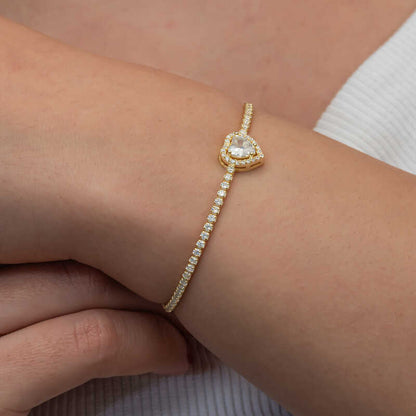 Bracelet en argent plaqué or avec cœur et voie navigable