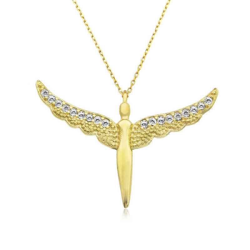 Gold Plated Winged Angel Women's Silver Necklace