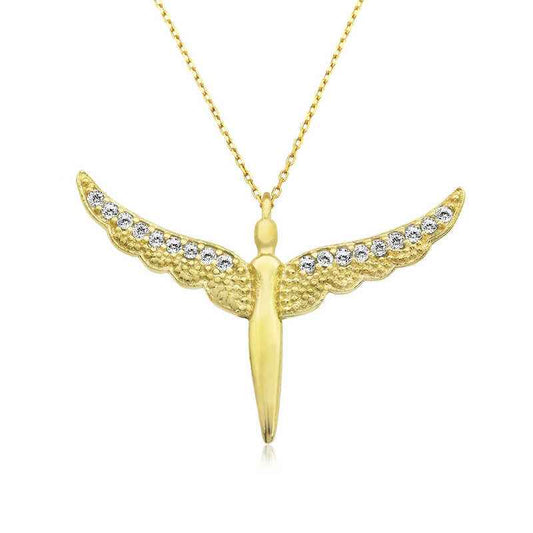 Gold Plated Winged Angel Women's Silver Necklace
