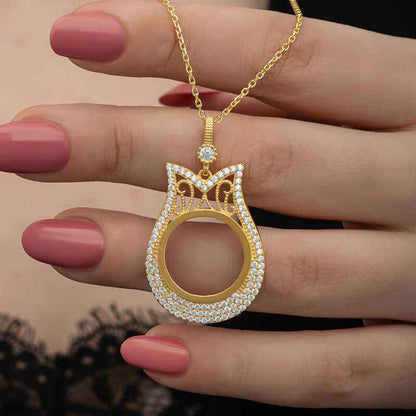 Gold Plated Quarter Gold Mountable Women's Silver Necklace