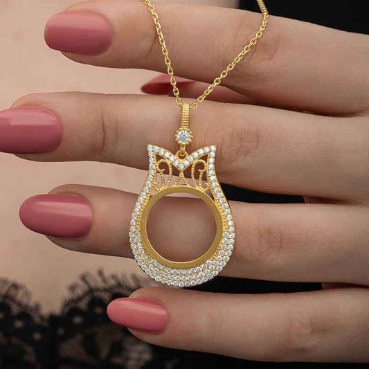 Gold Plated Quarter Gold Mountable Women's Silver Necklace