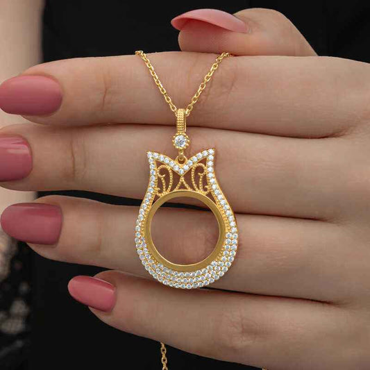 Gold Plated Quarter Gold Mountable Women's Silver Necklace