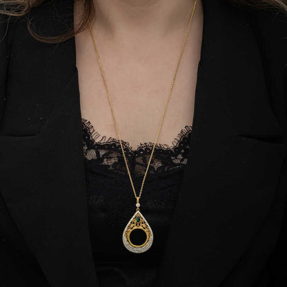 Gold Plated Drop Quarter Wearable Women's Silver Necklace