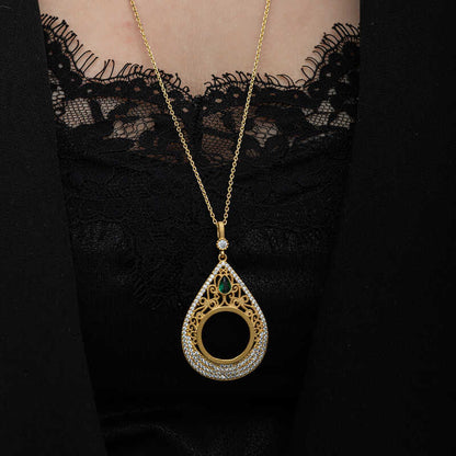 Gold Plated Drop Quarter Wearable Women's Silver Necklace