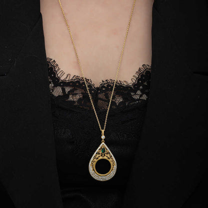 Gold Plated Drop Quarter Wearable Women's Silver Necklace