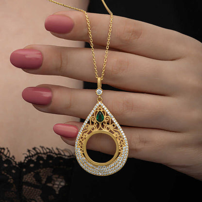 Gold Plated Drop Quarter Wearable Women's Silver Necklace