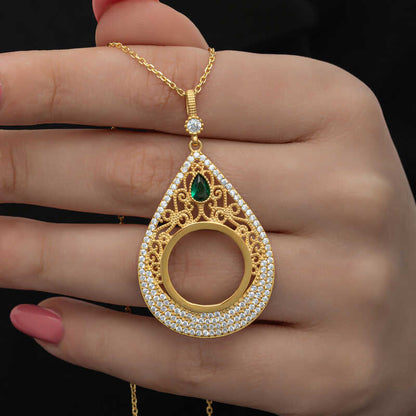 Gold Plated Drop Quarter Wearable Women's Silver Necklace