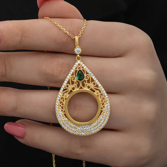 Gold Plated Drop Quarter Wearable Women's Silver Necklace