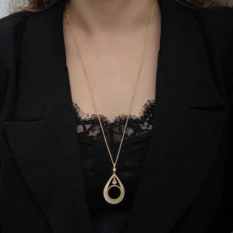 Gold Plated Drop Quarter Wearable Women's Silver Necklace