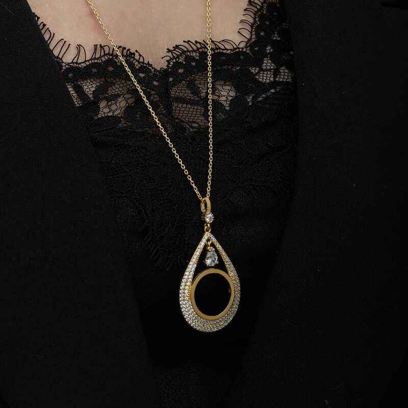 Gold Plated Drop Quarter Wearable Women's Silver Necklace