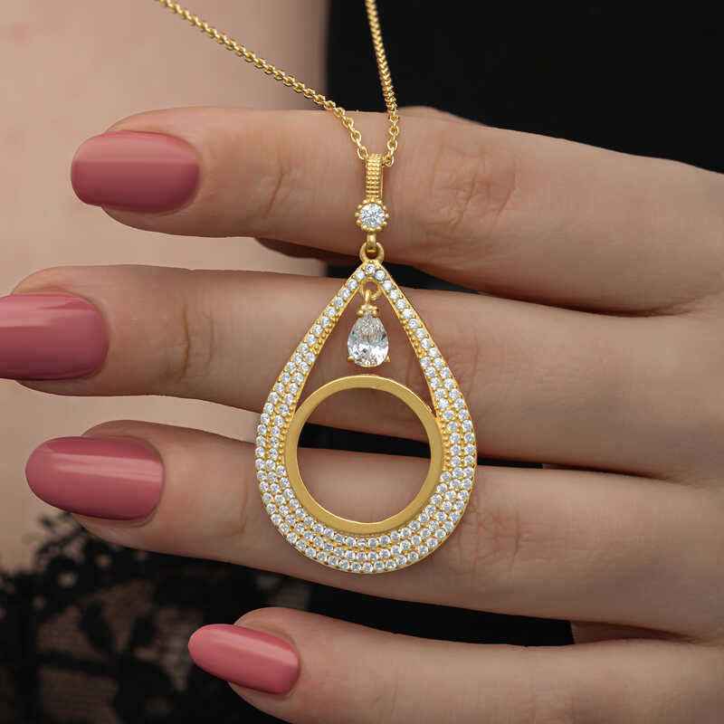 Gold Plated Drop Quarter Wearable Women's Silver Necklace