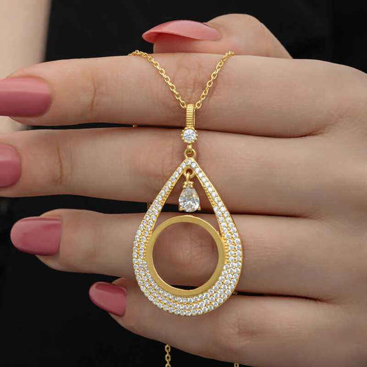 Gold Plated Drop Quarter Wearable Women's Silver Necklace