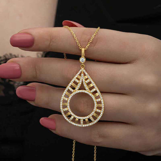 Gold Plated Drop Quarter Wearable Women's Silver Necklace