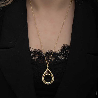 Gold Plated Drop Half Gold Addable Women's Silver Necklace